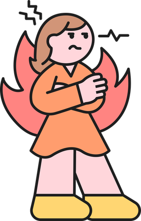 Angry girl standing with cross hand  Illustration