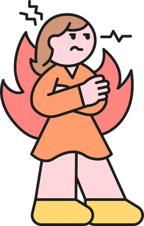 Angry girl standing with cross hand  Illustration