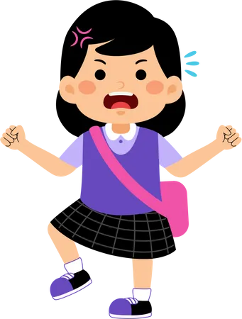 Girl Student With School Uniform Illustration