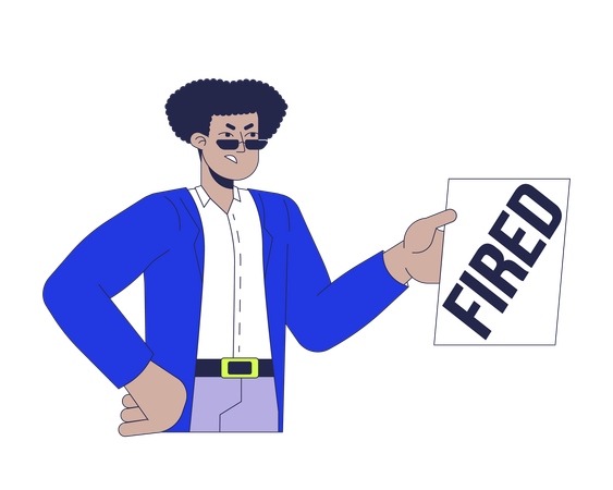 Angry hispanic man announcing firing  Illustration