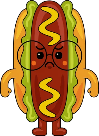 Angry Hot Dog  Illustration