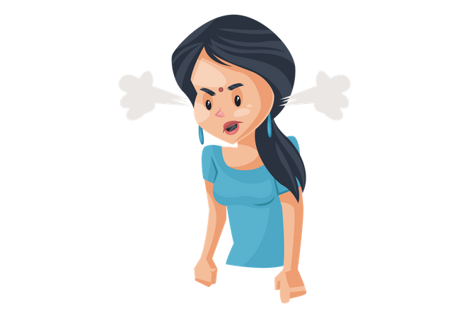 Angry Indian House Wife Illustration