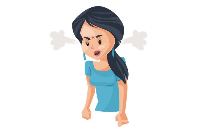 Angry Indian House Wife  Illustration