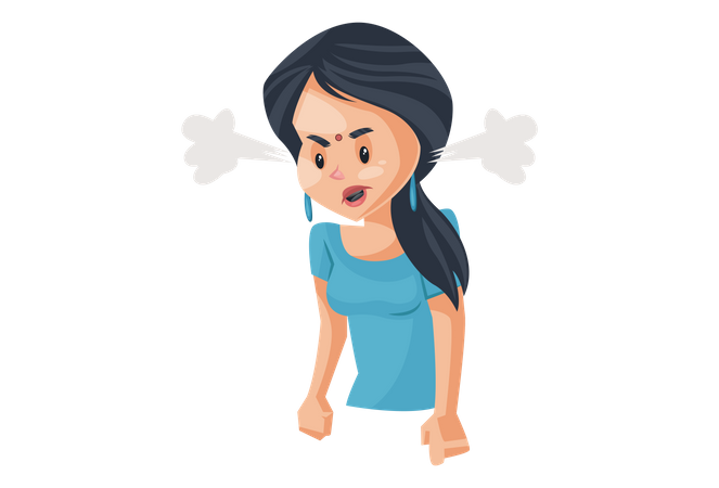 Angry Indian House Wife  Illustration