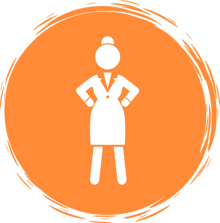 Angry irritated Businesslady holding hands at waist  Illustration