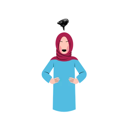 Hijab Woman Angry Illustration
