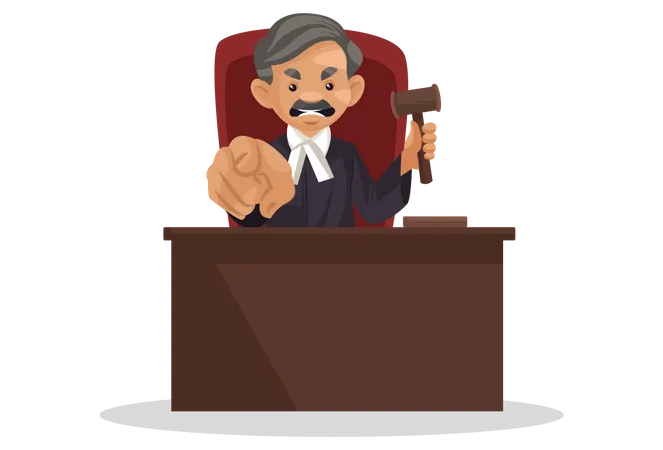 Angry judge holding hammer Illustration