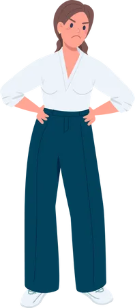 Angry lady in pantsuit  Illustration