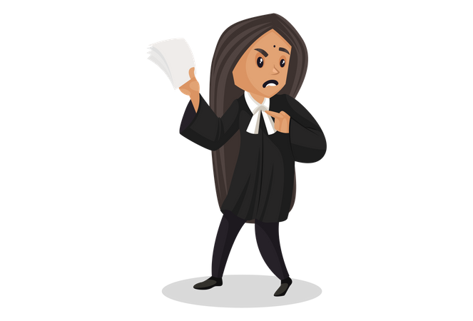 Angry Lawyer holding paper in her hand  Illustration