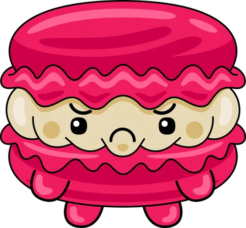 Angry Macaroon Mascot  Illustration