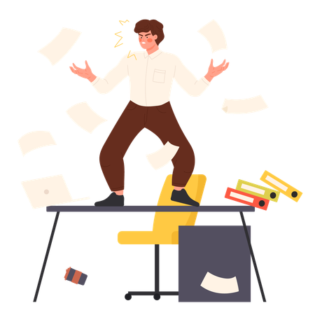Angry mad boss shouting about deadline  Illustration