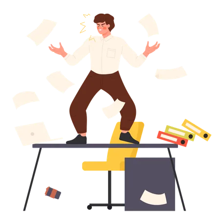 Angry mad boss shouting about deadline  Illustration