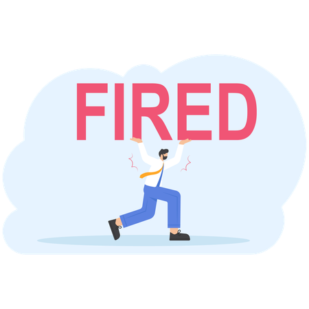 Angry male boss shouting at male employee with word fired  Illustration