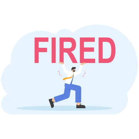 Angry male boss shouting at male employee with word fired  Illustration