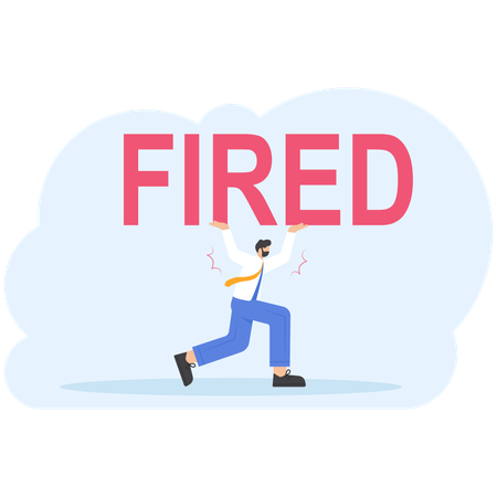 Angry male boss shouting at male employee with word fired  イラスト