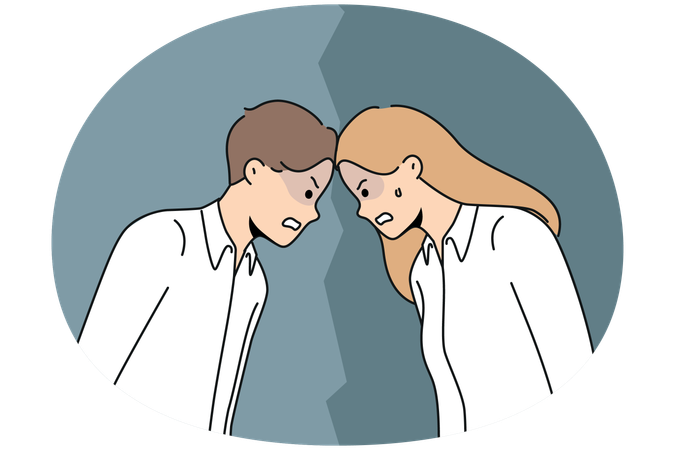 Angry man and woman confrontation at workplace  Illustration