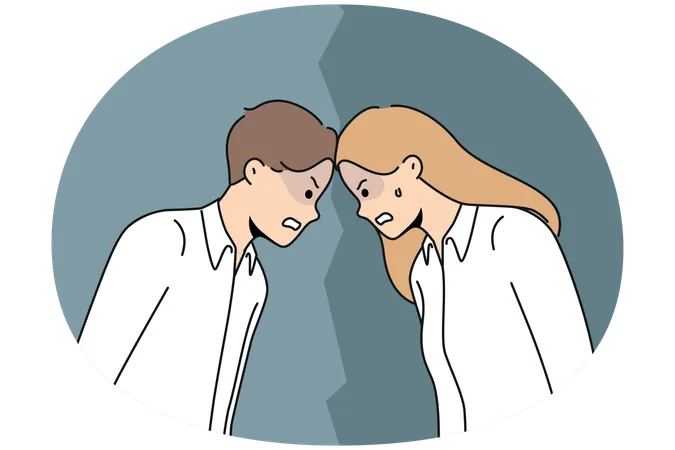 Angry man and woman confrontation at workplace  Illustration