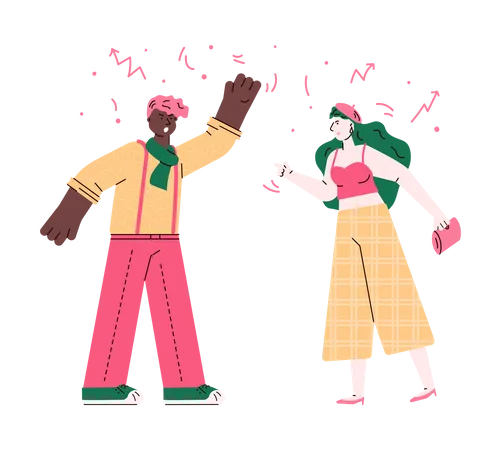 Angry man and woman having a fight  Illustration