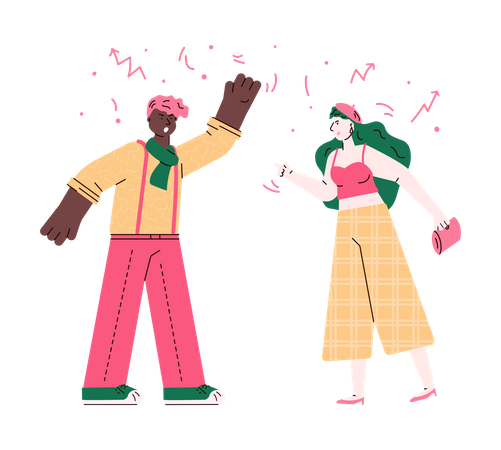 Angry man and woman having a fight  Illustration