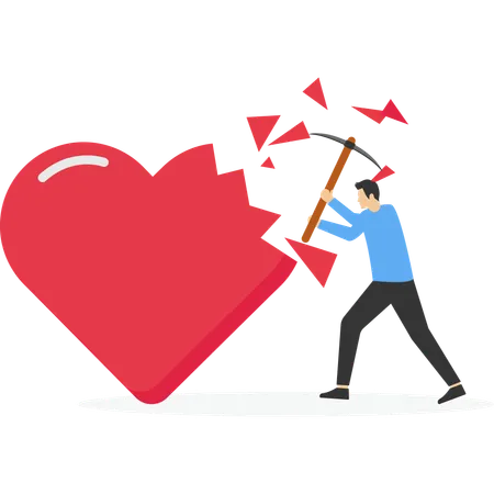 Angry man breaking heart  Illustration