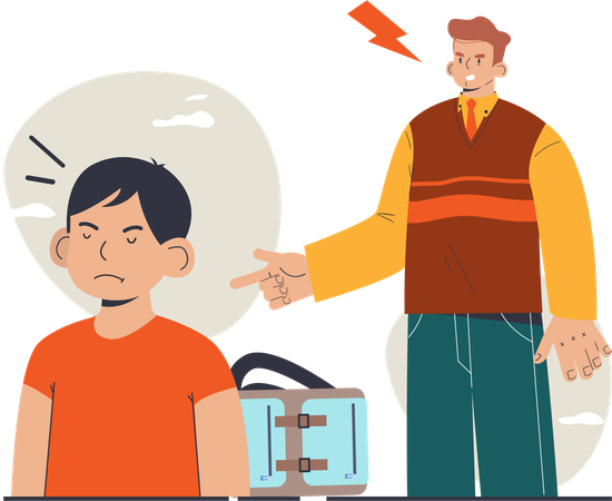 Angry man frustrating on boy  Illustration