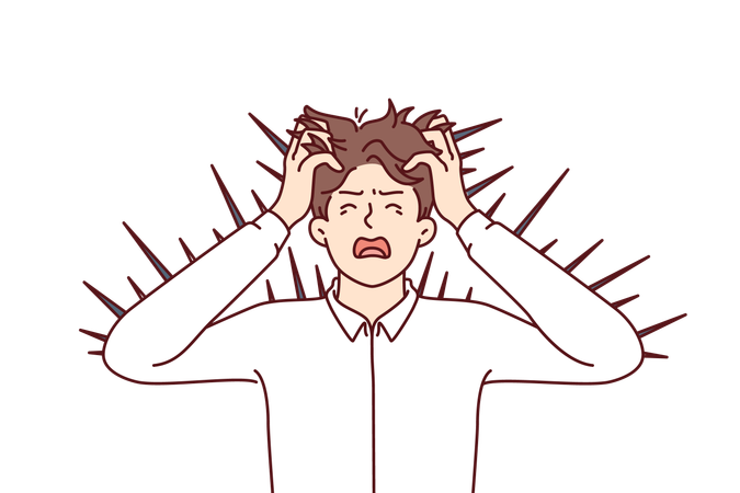 Angry man is irritated Illustration