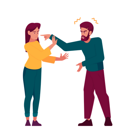 Angry Man Pointing Woman  Illustration