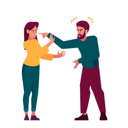 Angry Man Pointing Woman  Illustration