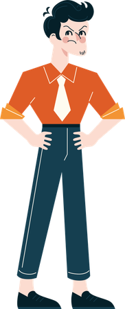 Angry Man standing while hand s on waist  Illustration