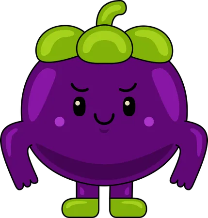 Angry Mangosteen Mascot  Illustration