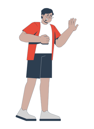 Angry middle eastern man fist clenched and raising hand  Illustration