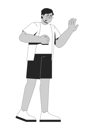 Angry middle eastern man fist clenched and raising hand  Illustration