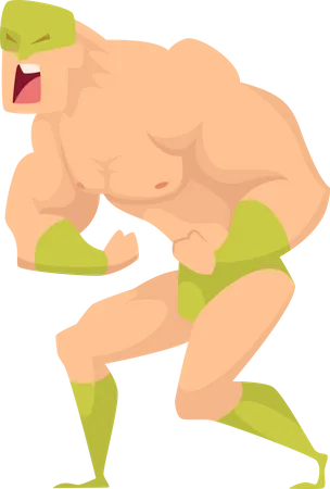 Muscular Wrestler Mma Fighter Special Costume Mexican Illustration