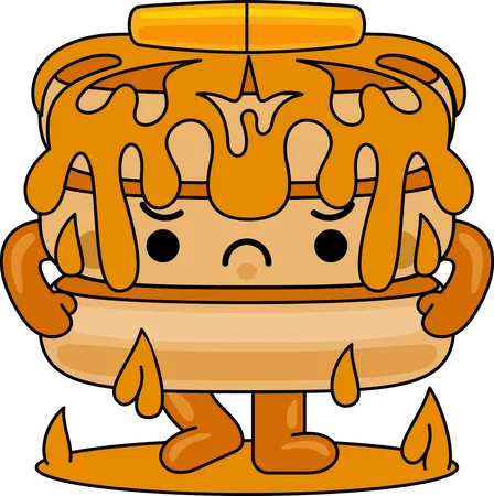 Angry Pancake Mascot Character  Illustration