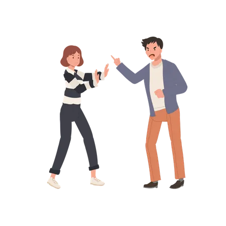 Misunderstanding Conflict Disagreement Concept Angry People Shouting And Fight Flat Vector Cartoon Illustration Illustration