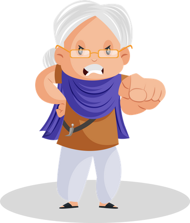 Angry Punjabi woman pointing finger  Illustration