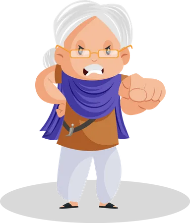 Angry Punjabi woman pointing finger  Illustration