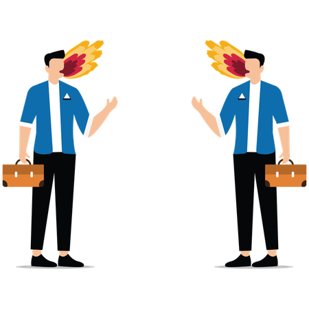 Angry quarreling businessmen with flames shooting out of their mouths  Illustration
