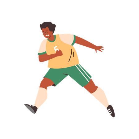 Angry running boy in football uniform  Illustration