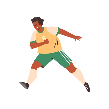 Angry running boy in football uniform  Illustration