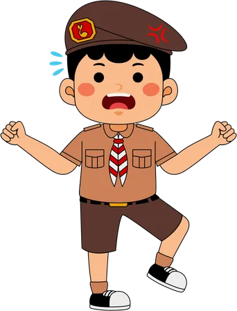 Angry scout boy  Illustration