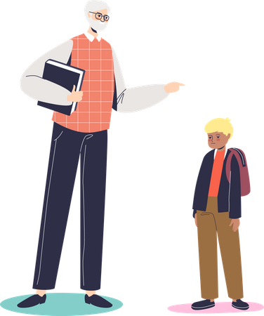 Angry teacher scolding school boy  Illustration