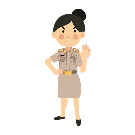 Angry Teacher with No Hand Gesture  Illustration