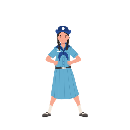 Angry Thai Girl Scout in Uniform  Illustration