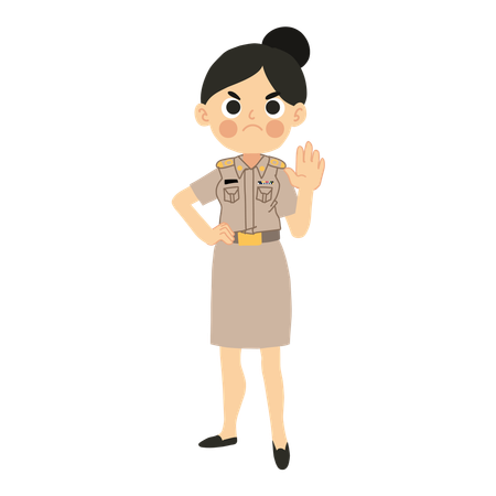 Angry Thai Teacher with No Hand Gesture  Illustration