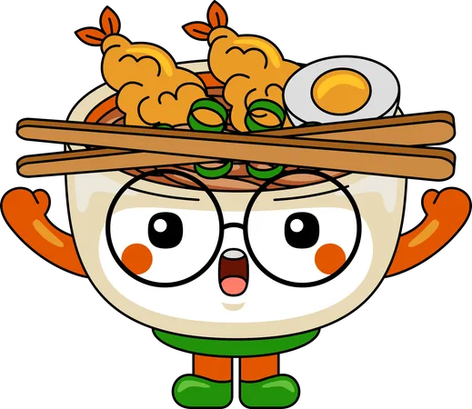 Angry Udon Mascot Character shouting  Illustration