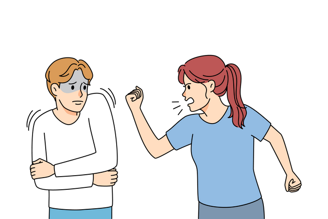 Angry wife scolding husband  Illustration