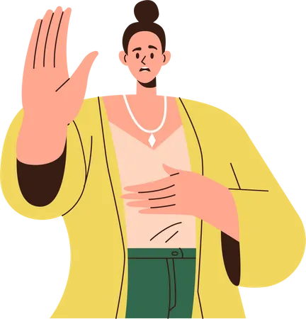 Angry woman gesturing stop  Illustration