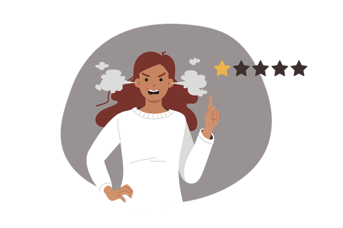 Angry woman giving negative feedback  Illustration