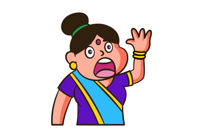 Angry woman is raising hands  Illustration